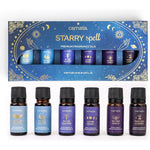 Carnatia Starry Spell Fragrance Oil Set front view showing six bottles in a gift box for aromatherapy.