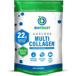 BioTrust Ageless Multi Collagen Peptides Powder front view of unflavored supplement jar