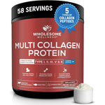 Wholesome Wellness Multi Collagen Peptides Powder front view container on a clean backdrop