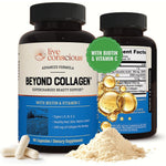 Live Conscious Beyond Collagen Capsules front view showing supplement packaging for hair and skin.