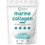 Micro Ingredients Marine Collagen Peptides Powder front view pouch for anti aging skin care.