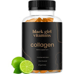 Black Girl Vitamins Collagen Gummies front bottle view showcasing lime flavor dietary supplement.