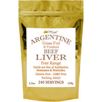 CurEase Argentine Beef Liver Powder pouch front view showing grass fed product details