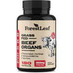 ForestLeaf Grass Fed Beef Organ Complex 180 capsules front view showing ancestral nutrition supplement bottle.