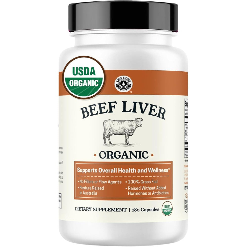 Left Coast Performance organic grass fed beef liver front view