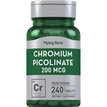 Piping Rock Chromium Picolinate 200 mcg front view bottle showing 240 vegetarian tablets daily mineral supplement