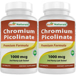 Best Naturals Chromium Picolinate 1000 mcg front view bottle for metabolism support