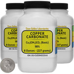 Eisen-Golden Laboratories Copper Carbonate 98 percent AR grade powder bottles front view