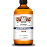 Sovereign Copper Pro Strength Bio Active Copper Hydrosol front view bottle for premium liquid trace mineral supplementation.