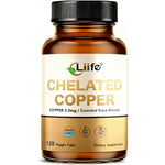 Liife Albion Chelated Copper 2.5 Milligrams bottle front view for iron metabolism support