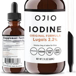 Ojio Lugols Iodine Solution 2 percent front view bottle showing premium USA imported supplement packaging