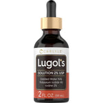 Carlyle Lugols Iodine 2 Percent Solution amber glass dropper bottle front view for thyroid support