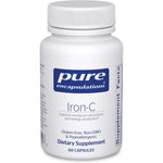 Pure Encapsulations Iron-C 60 capsules front view bottle for red blood cell support.