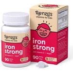 Renzo's iron supplements for kids orange flavor 90 count front view