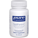 Pure Encapsulations OptiFerin-C iron supplement front view bottle for premium energy support.