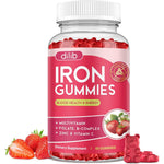 Dilib Iron Gummies front view bottle of strawberry flavored blood builder supplement