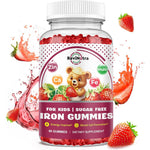 ReviNutra Iron Supplement Gummies For Kids front view bottle showing premium USA imported packaging