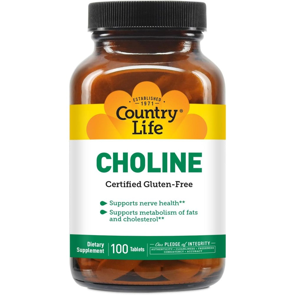 Country Life Choline 266mg bottle front view for nerve health