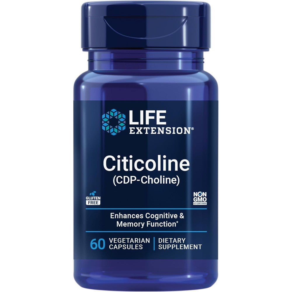 Life Extension Citicoline CDP Choline 500mg front view label