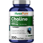NusaPure Choline Bitartrate 650mg 200 Capsules front view cognitive supplement