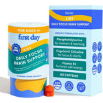 First Day Kids Focus and Brain Gummies front view bottle for children attention support