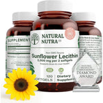 Natural Nutra Sunflower Lecithin 2000 mg bottle front view for premium liver and brain support.