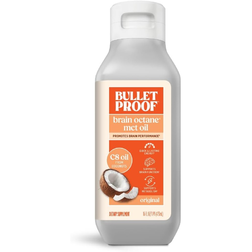 Bulletproof Brain Octane C8 MCT Oil 16 Ounces front view bottle packaging
