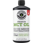 Left Coast Performance Coconut MCT Oil 32 Ounces front view bottle displaying keto friendly supplement details.