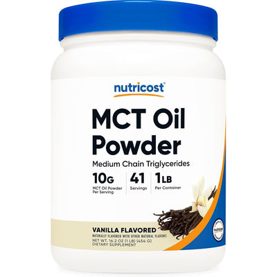 Nutricost Premium MCT Oil Powder (1 LB, Vanilla) - Best for Keto, Ketosis, and Ketogenic Diets - Zero Net Carbs, Non-GMO and Gluten Free, Medium Chain Triglyceride