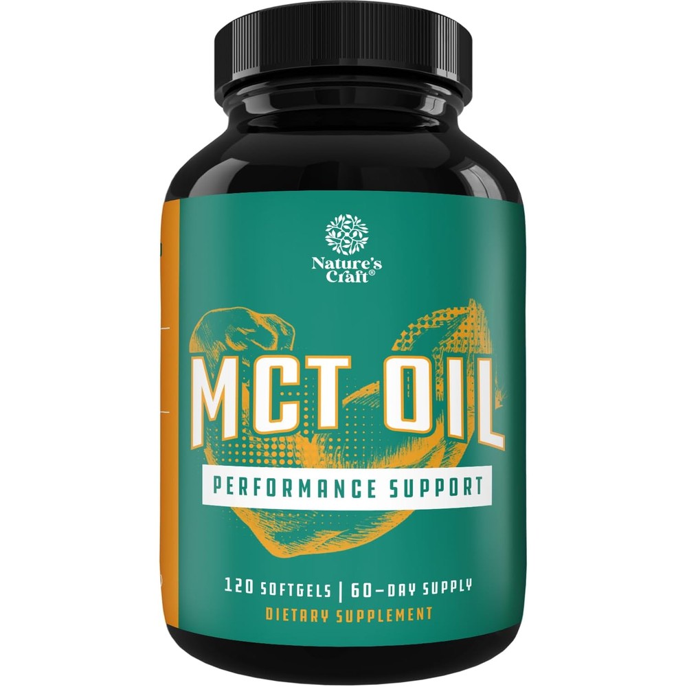 Natures Craft C8 MCT Oil softgels bottle front view