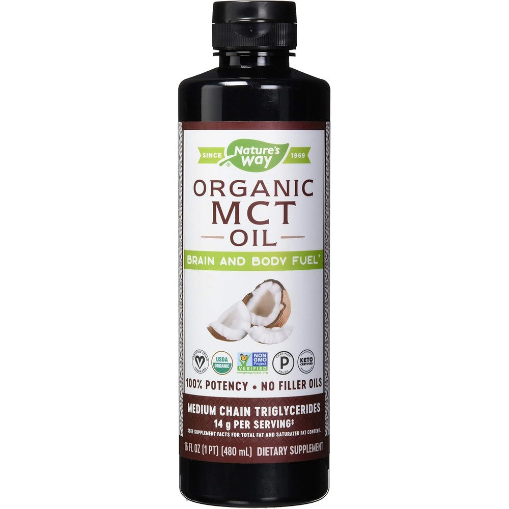 Nature's Way Organic MCT Oil 16 Fluid Ounce bottle front view