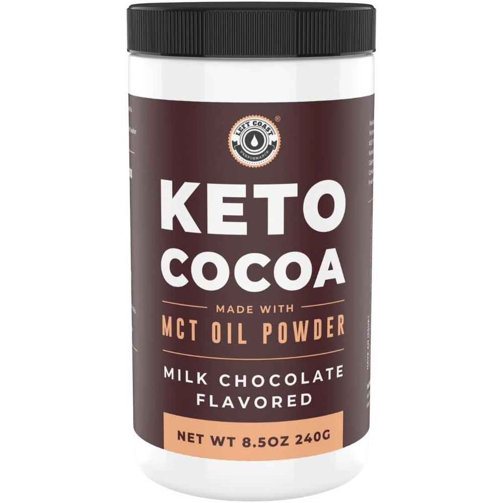 Left Coast Performance Keto Cocoa front view sugar free hot chocolate