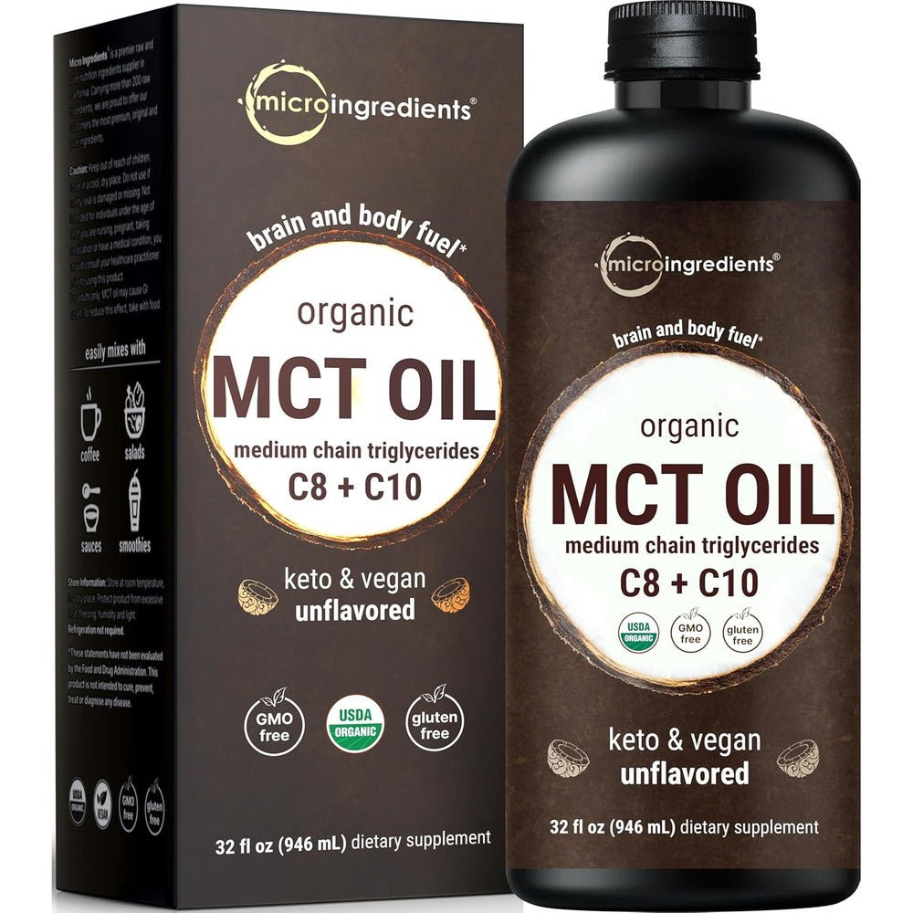 Micro Ingredients Organic MCT Oil front view bottle