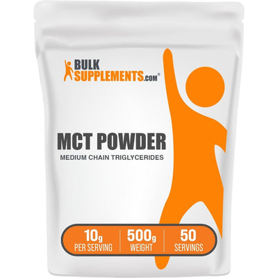 BulkSupplements.com MCT Powder - Medium Chain Triglycerides, from MCT Coconut Oil, MCT Oil Powder - MCT Supplement for Energy - Gluten Free, 10g per Serving, 500g (1.1 lbs) (Pack of 1)
