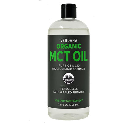 Verdana Organic MCT Oil, 32 fl oz – Pure C8 & C10 from Organic Coconuts, Flavorless MCT Oil for Coffee & Smoothies, Keto & Paleo Friendly, Non-GMO, Kosher, Dietary Supplement