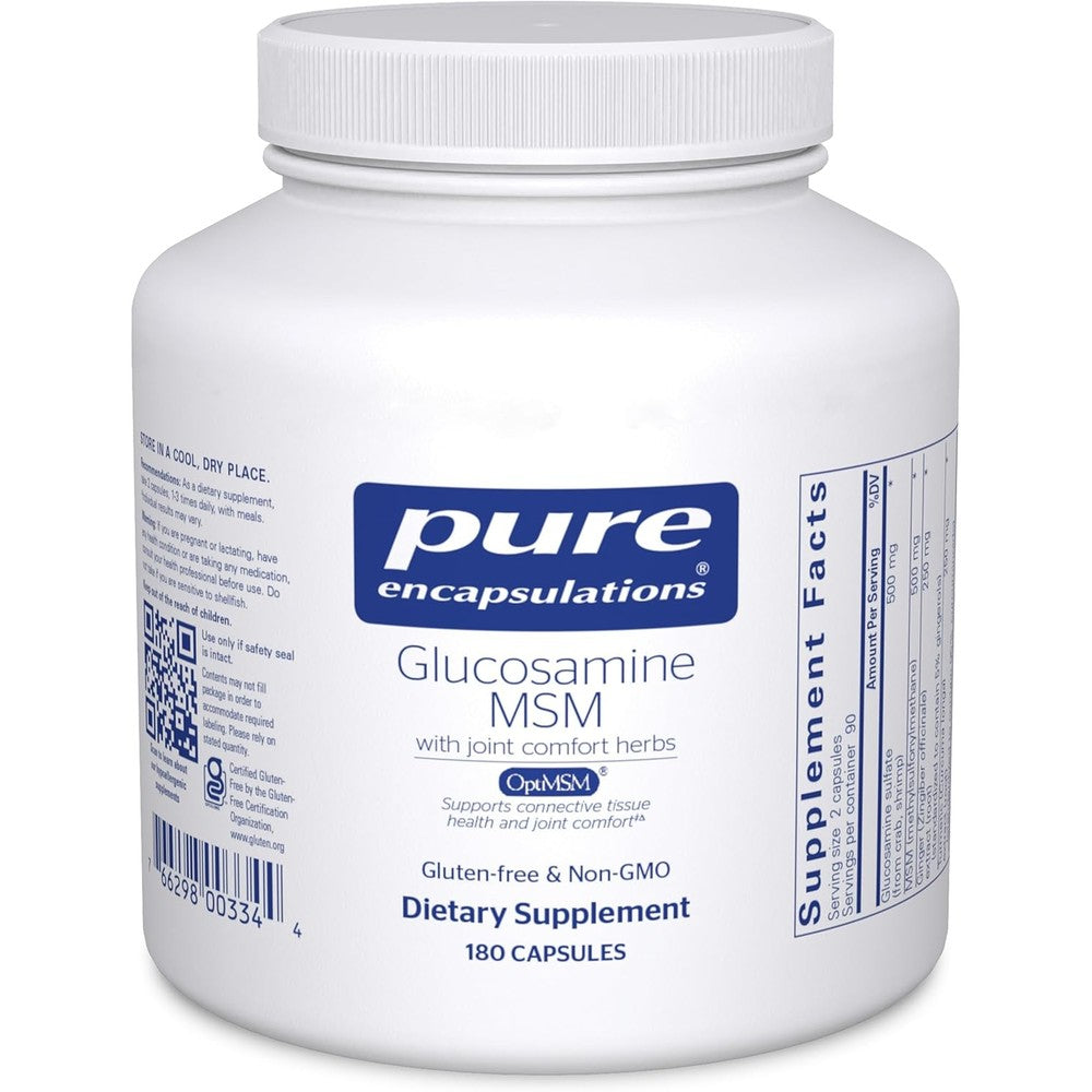 Pure Encapsulations Glucosamine MSM bottle front view joint support supplement