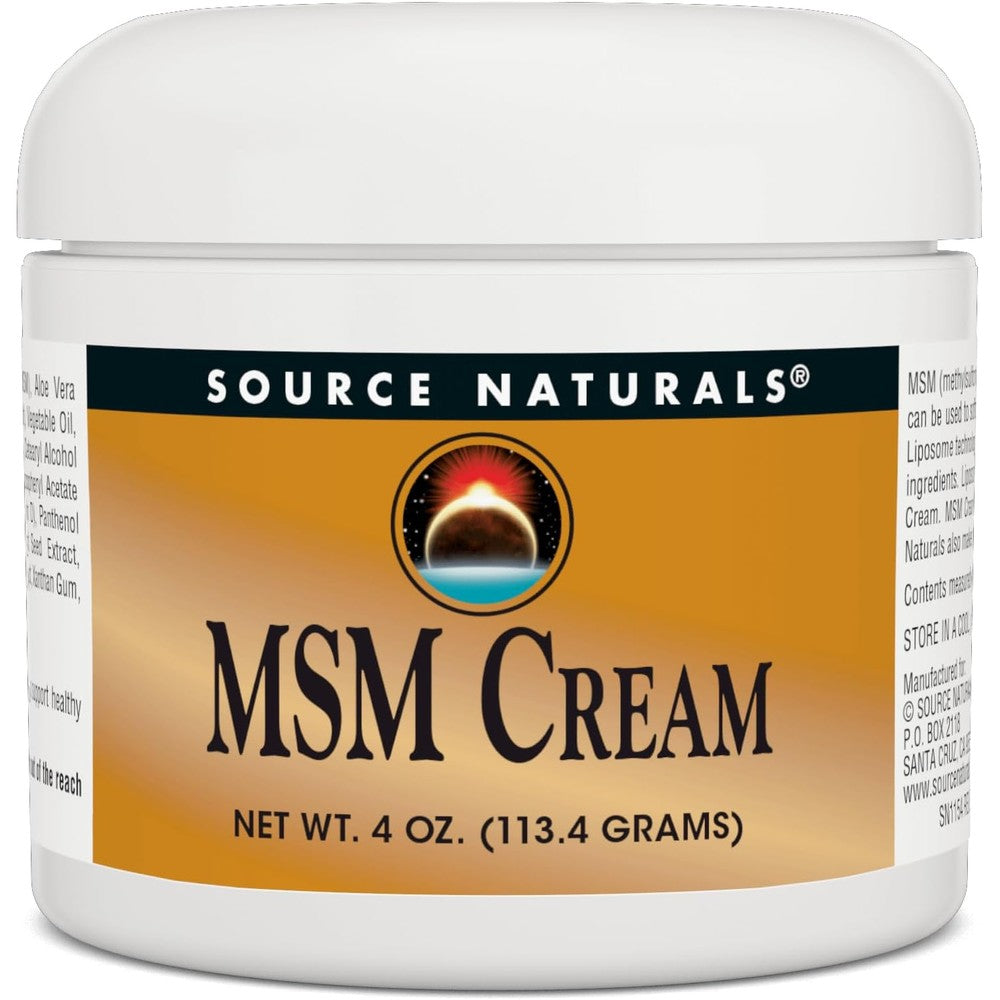 Source Naturals MSM Cream front view jar for advanced liposomal topical skin hydration.