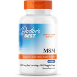 Doctor's Best MSM 1000mg 180 vegetarian capsules front view for authentic hair skin and nails support supplement