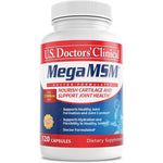 U.S. Doctors Clinical Mega MSM 120 capsules bottle front view showing joint comfort formula label.