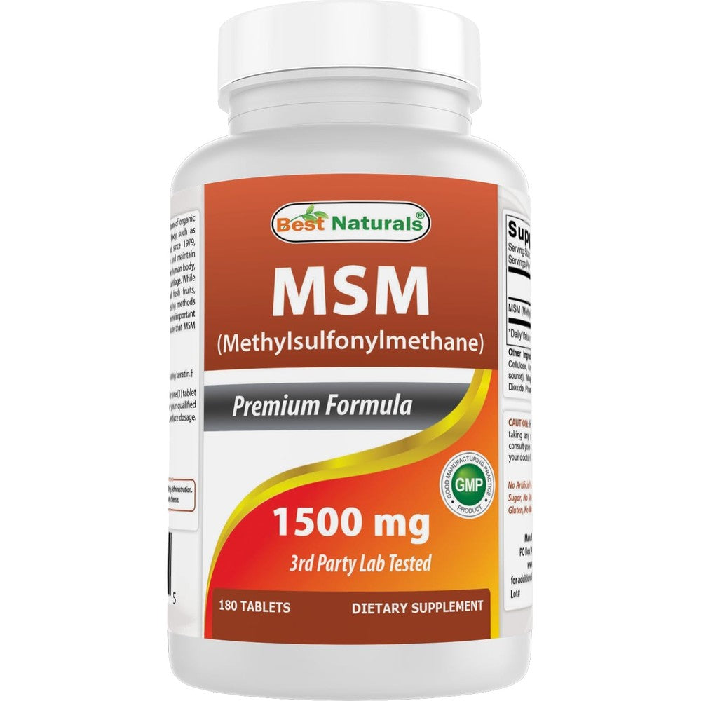 Best Naturals MSM 1500mg joint support bottle front view