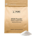 Pure Original Ingredients MSM Powder 1 pound front packaging view showing organic sulfur dietary supplement info.