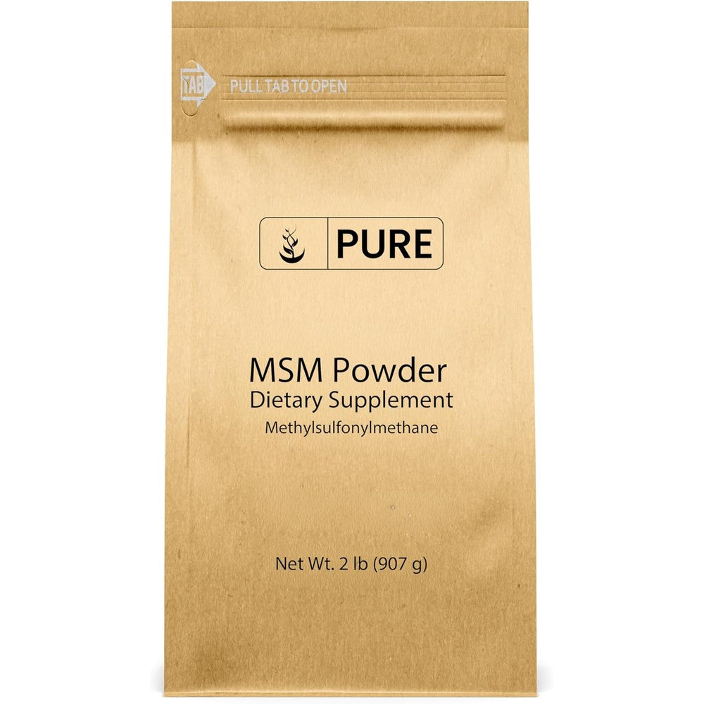 Pure Original Ingredients MSM Powder front view of two pound packaging for joint and skin health.