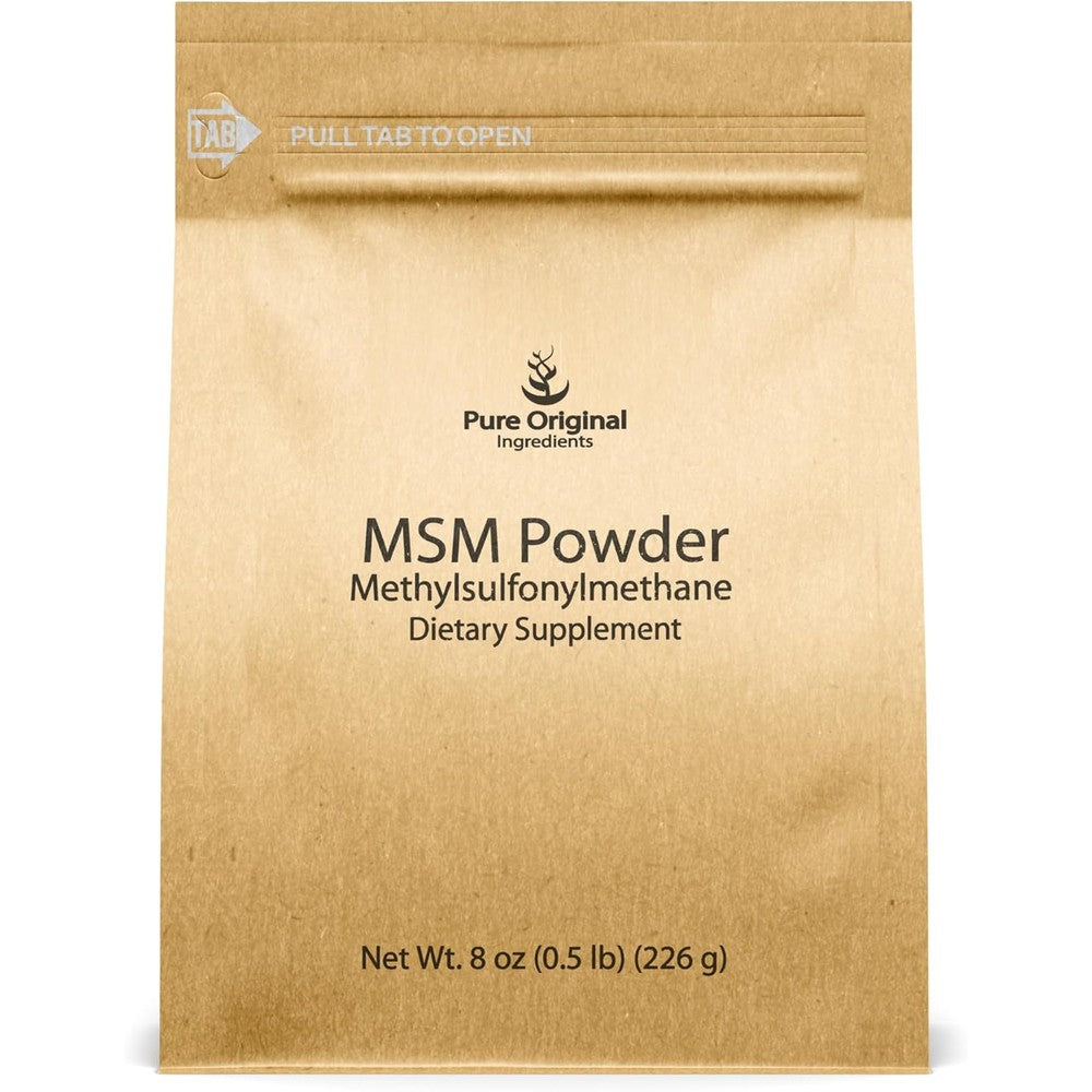 Pure Original Ingredients MSM Powder front view of authentic USA packaging