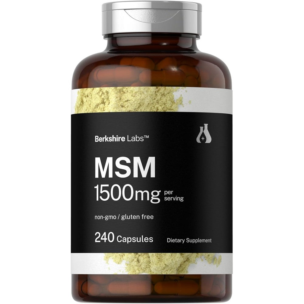 Horbaach MSM 1500mg joint health supplement front view of 240 capsules bottle
