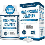 Purely Optimal Magnesium Complex 120 capsules front bottle view for high absorption sleep support