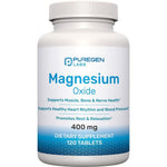 P Puregen Labs Magnesium Oxide 400mg 120 Tablets front bottle view