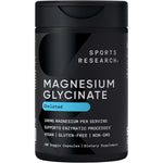 Sports Research Magnesium Glycinate 180 veggie capsules front bottle view for sleep support.