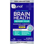 Qunol Brain Health Memory Plus front view bottle of cognitive supplement