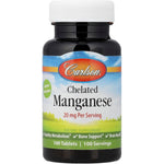 Carlson Labs Chelated Manganese 20mg 100 Tablets front view for bone health
