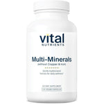 Vital Nutrients Multi Minerals Citrate Malate 120 Capsules front view showcasing vegan premium supplement packaging.